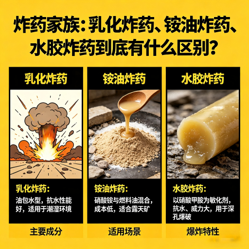 富蕴炸药家族：乳化炸药、铵油炸药、水胶炸药到底有什么区别？